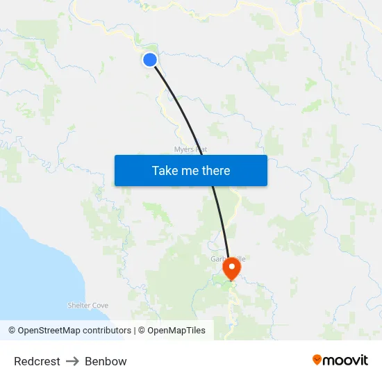 Redcrest to Benbow map