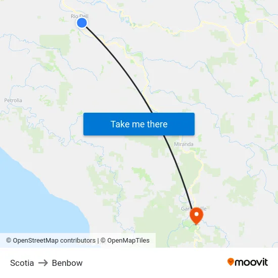 Scotia to Benbow map