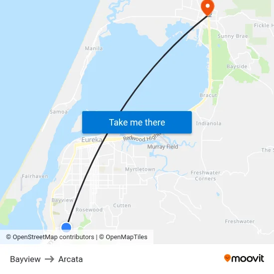 Bayview to Arcata map