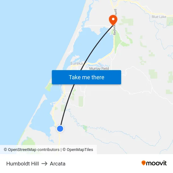 Humboldt Hill to Arcata map
