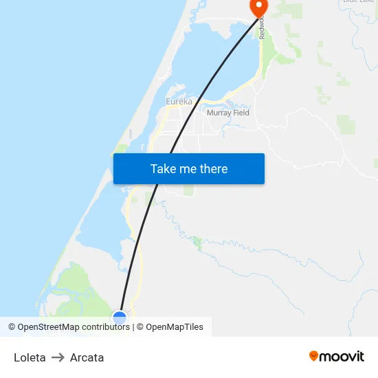 Loleta to Arcata map