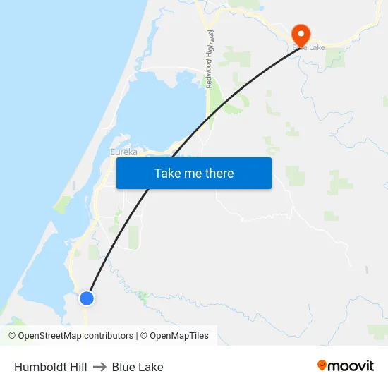 Humboldt Hill to Blue Lake map