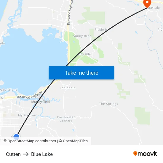 Cutten to Blue Lake map