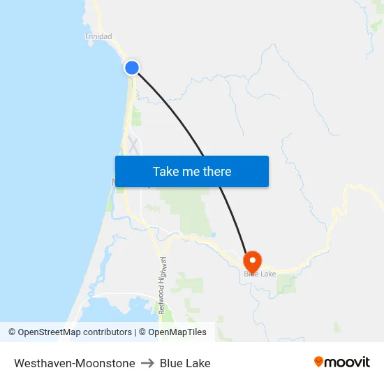 Westhaven-Moonstone to Blue Lake map
