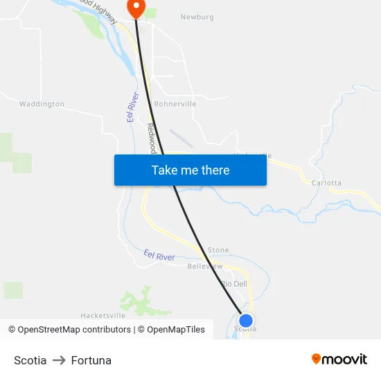 Scotia to Fortuna map