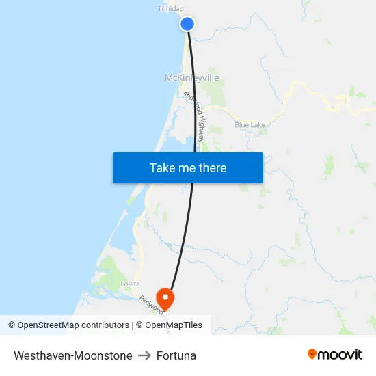 Westhaven-Moonstone to Fortuna map