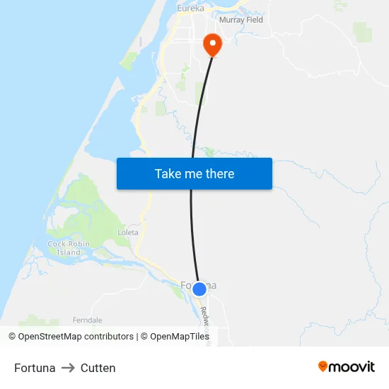 Fortuna to Cutten map