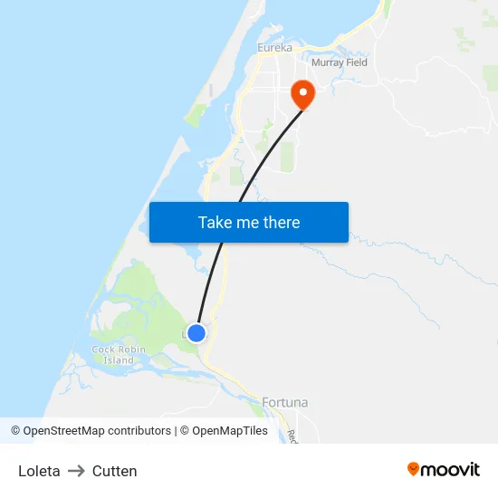 Loleta to Cutten map