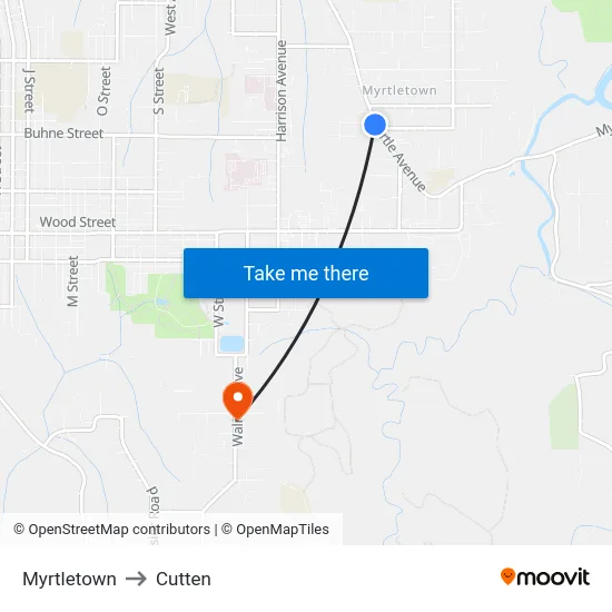 Myrtletown to Cutten map