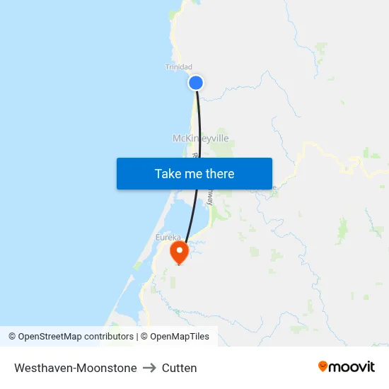 Westhaven-Moonstone to Cutten map