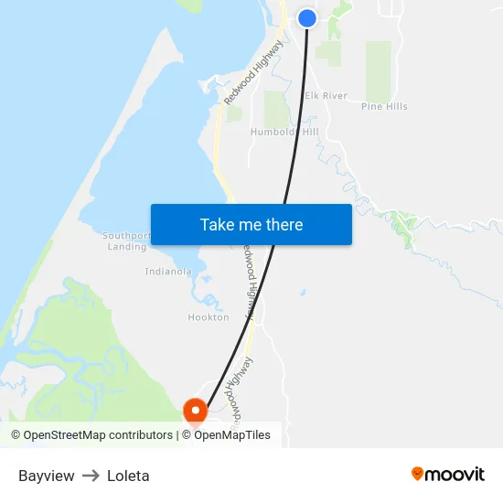 Bayview to Loleta map