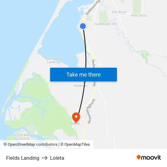 Fields Landing to Loleta map