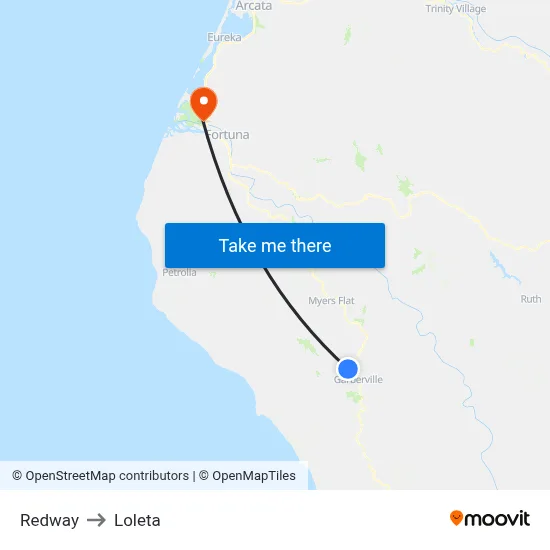 Redway to Loleta map