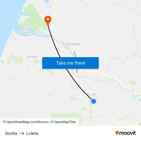 Scotia to Loleta map