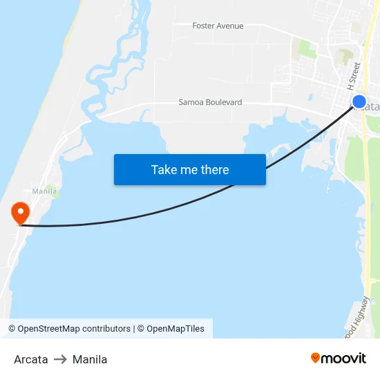 Arcata to Manila map