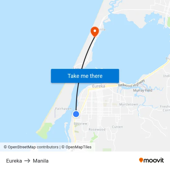 Eureka to Manila map