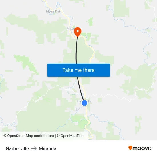 Garberville to Miranda map