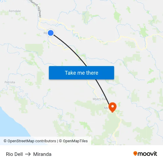 Rio Dell to Miranda map