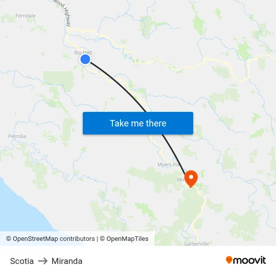 Scotia to Miranda map