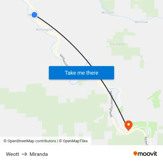 Weott to Miranda map