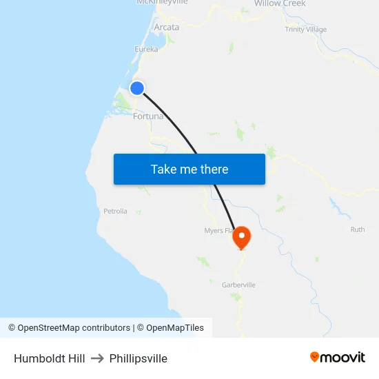 Humboldt Hill to Phillipsville map