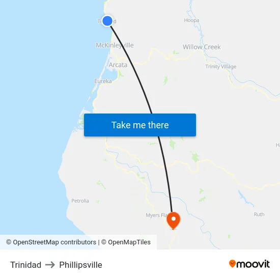 Trinidad to Phillipsville map