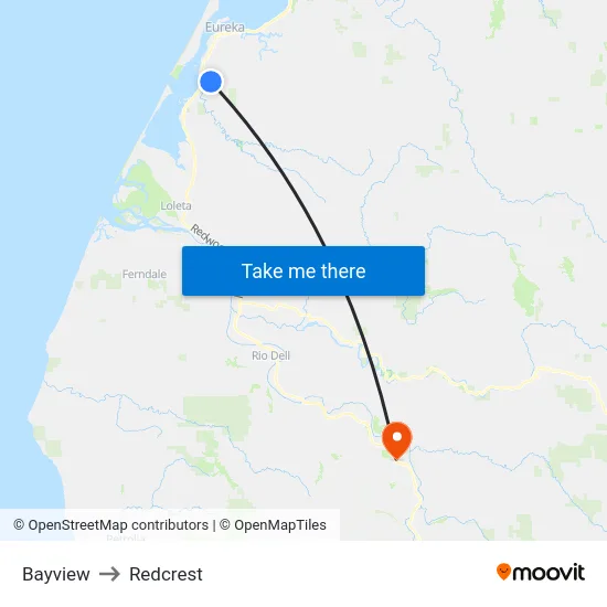Bayview to Redcrest map