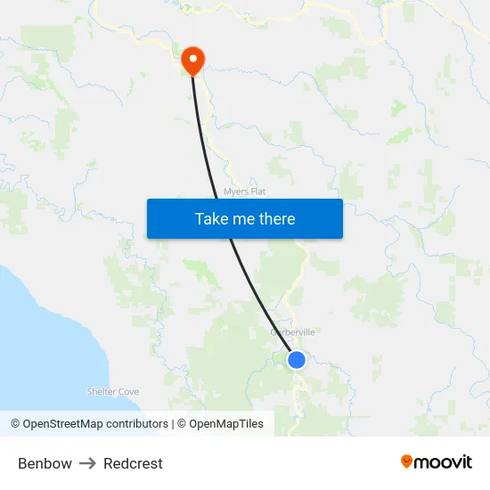 Benbow to Redcrest map