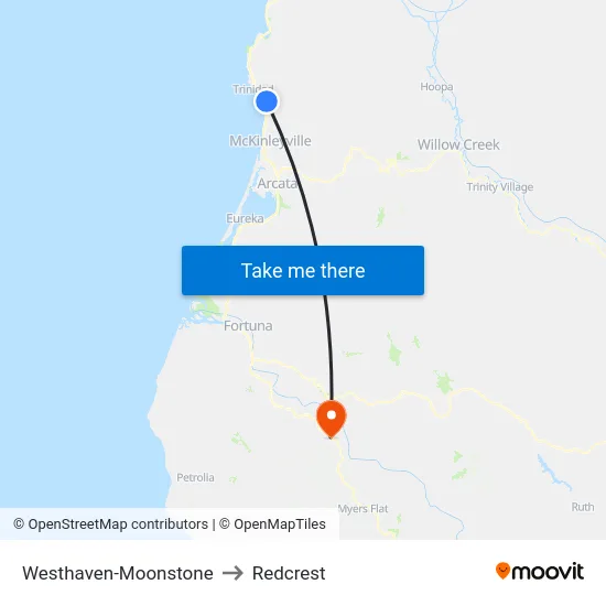 Westhaven-Moonstone to Redcrest map