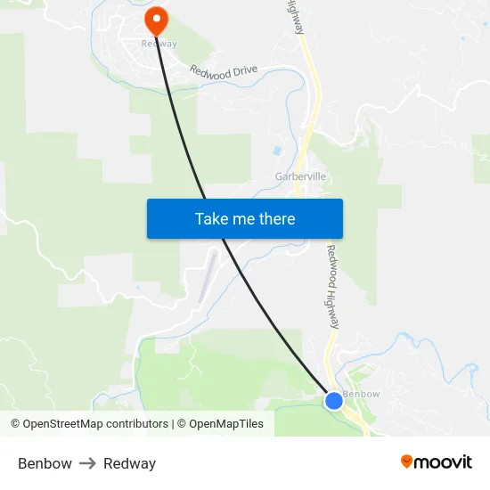 Benbow to Redway map
