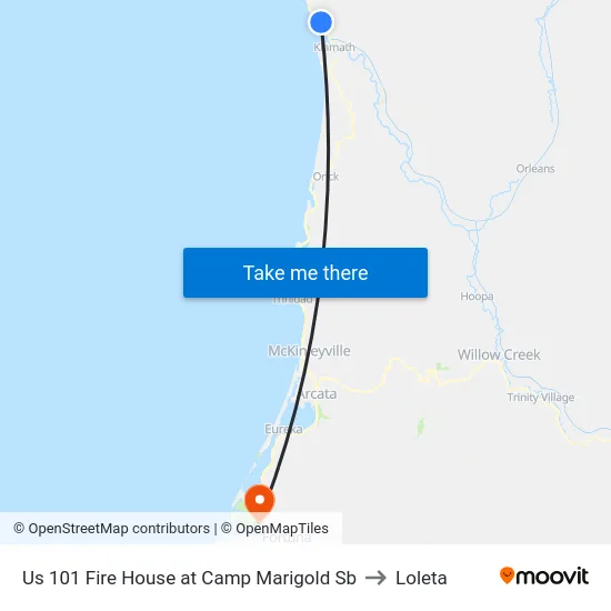Us 101 Fire House at Camp Marigold Sb to Loleta map