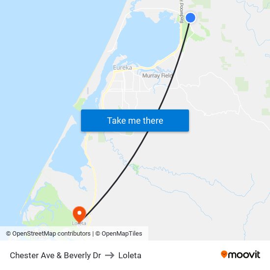 Chester Ave & Beverly Dr to Loleta map