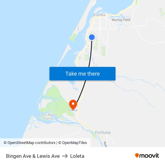 Bingen Ave & Lewis Ave to Loleta map