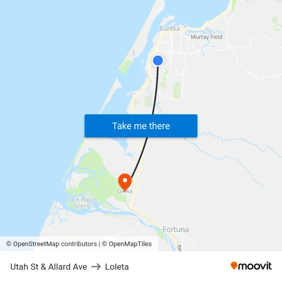 Utah St & Allard Ave to Loleta map