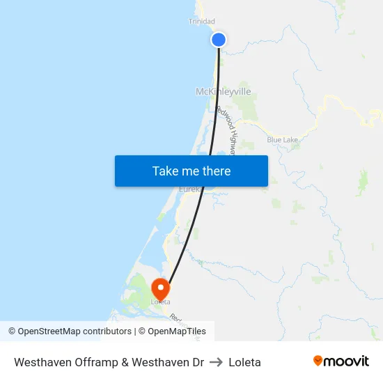 Westhaven Offramp & Westhaven Dr to Loleta map