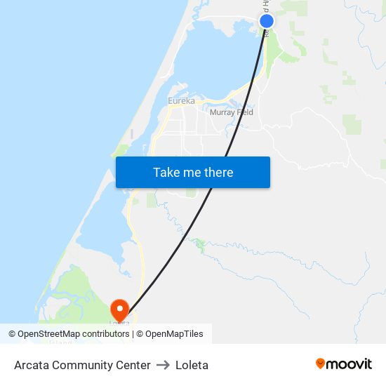 Arcata Community Center to Loleta map