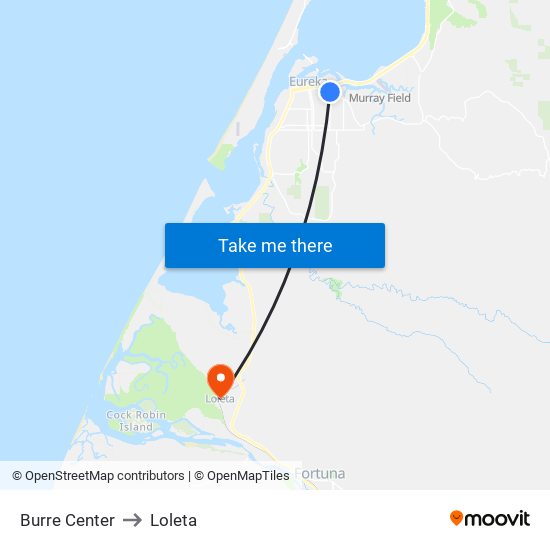 Burre Center to Loleta map