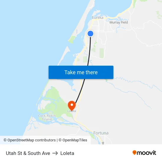 Utah St & South Ave to Loleta map