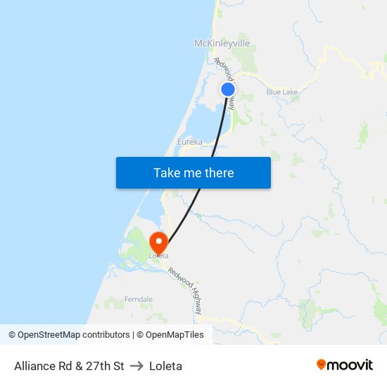 Alliance Rd & 27th St to Loleta map