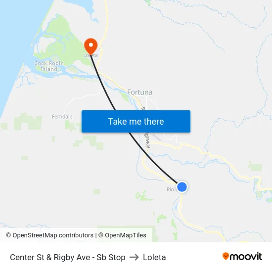 Center St & Rigby Ave - Sb Stop to Loleta map