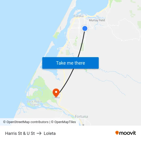 Harris St & U St to Loleta map