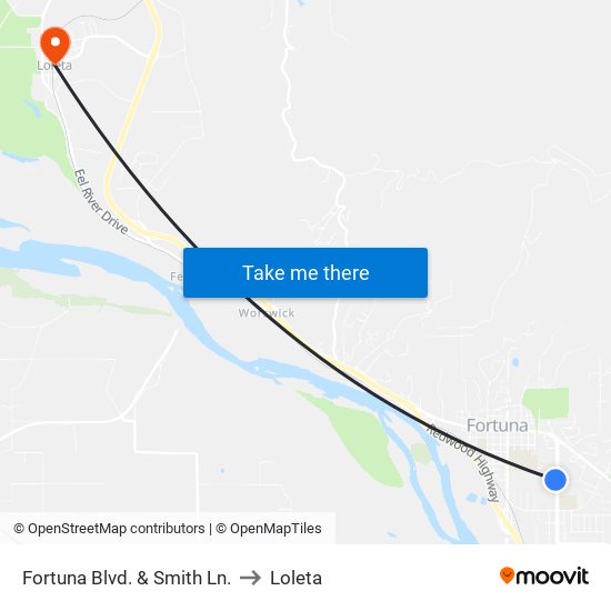Fortuna Blvd. & Smith Ln. to Loleta map