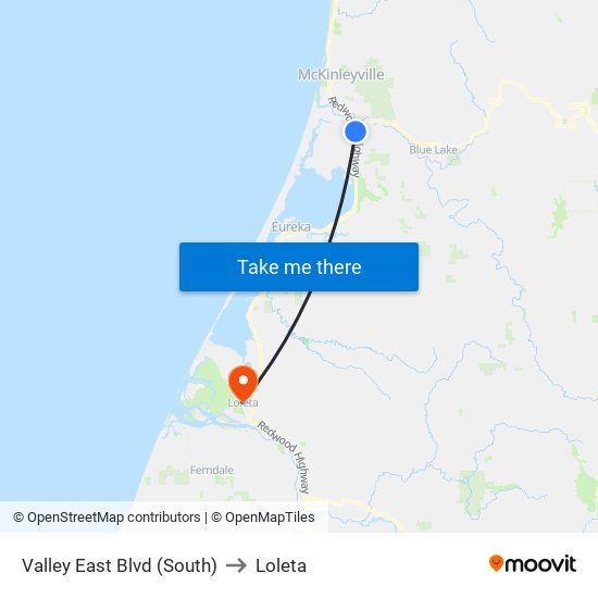 Valley East Blvd (South) to Loleta map