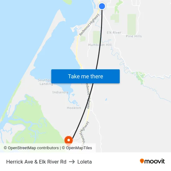 Herrick Ave & Elk River Rd to Loleta map