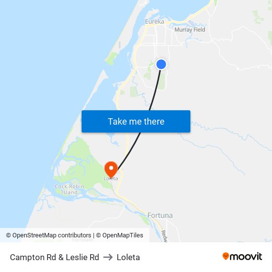 Campton Rd & Leslie Rd to Loleta map