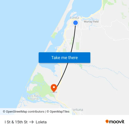 I St & 15th St to Loleta map