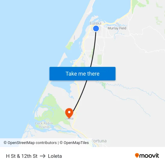H St & 12th St to Loleta map
