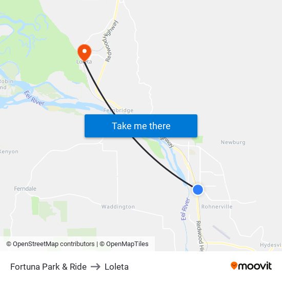 Fortuna Park & Ride to Loleta map