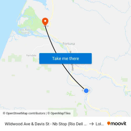 Wildwood Ave & Davis St - Nb Stop (Rio Dell City Hall) to Loleta map