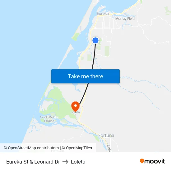 Eureka St & Leonard Dr to Loleta map